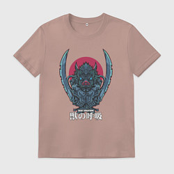 Футболка хлопковая мужская Клинок, рассекающий демонов Инозука катана, цвет: пыльно-розовый