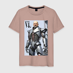 Футболка хлопковая мужская Vladimir Lenin - cyberpunk fantasy, цвет: пыльно-розовый