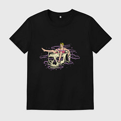 Футболка хлопковая мужская Девушка в черепе, цвет: черный