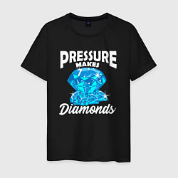 Футболка хлопковая мужская Pressure makes diamonds, цвет: черный