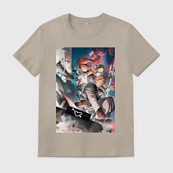 Футболка хлопковая мужская Реинкарнация безработного Эрис Бореас Грейрат Орст, цвет: миндальный