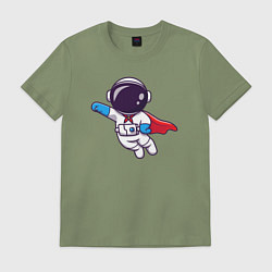 Футболка хлопковая мужская Супер космонавт, цвет: авокадо
