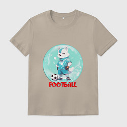 Футболка хлопковая мужская Забавный гордый футболист, цвет: миндальный