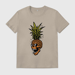 Футболка хлопковая мужская Ананасовая голова, цвет: миндальный