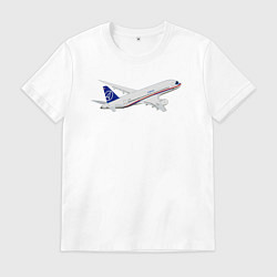 Футболка хлопковая мужская Опытный самолет SJ-100 ВС 95157, цвет: белый