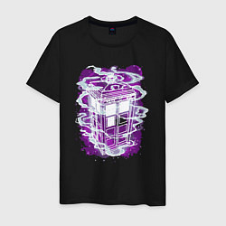 Футболка хлопковая мужская Tardis violet, цвет: черный