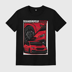 Футболка хлопковая мужская Автомобиль Subaru WRX, цвет: черный