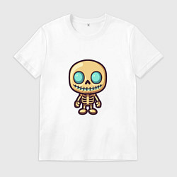 Футболка хлопковая мужская Маленький скелет, цвет: белый