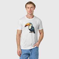 Футболка хлопковая мужская Яркий тукан на ветке, цвет: белый — фото 2