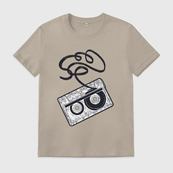 Футболка хлопковая мужская Аудиокассета, цвет: миндальный