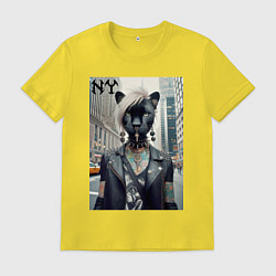 Футболка хлопковая мужская Молодая пантера - модница из Нью-Йорка, цвет: желтый