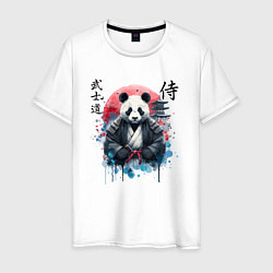 Футболка хлопковая мужская Panda - bushido samurai code, цвет: белый