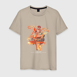 Футболка хлопковая мужская Сукуна огненная стрела, цвет: миндальный