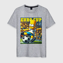 Футболка хлопковая мужская Euro cup - Bart Simpson, цвет: меланж