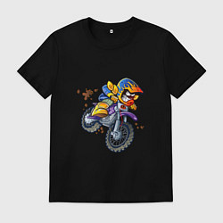 Футболка хлопковая мужская Веселое эндуро по лесам, цвет: черный
