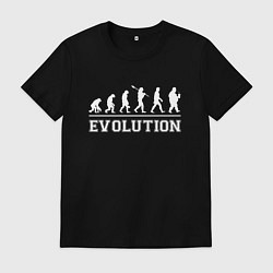 Футболка хлопковая мужская Эволюция скуфа, цвет: черный