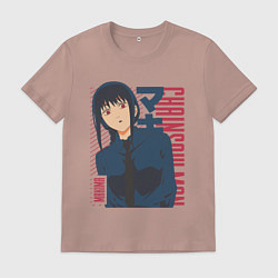 Футболка хлопковая мужская Человек-бензопила Макима Makima, цвет: пыльно-розовый
