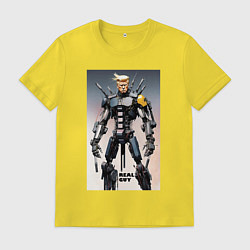 Футболка хлопковая мужская Cyber Trump is real guy - ai art, цвет: желтый