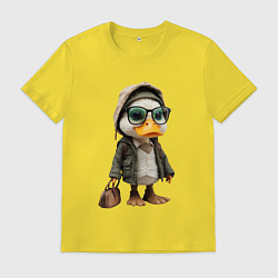 Футболка хлопковая мужская Утка с сумкой, цвет: желтый