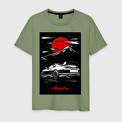 Футболка хлопковая мужская Toyota Supra jdm гоночный, цвет: авокадо