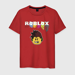 Футболка хлопковая мужская Roblox pixel - роблокс пиксель видеоигра для детей, цвет: красный