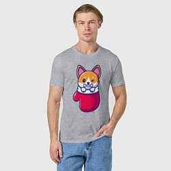 Футболка хлопковая мужская Собачка в варежке, цвет: меланж — фото 2