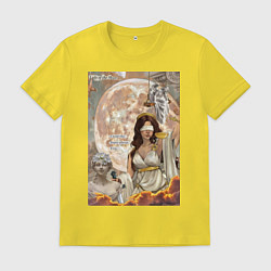Футболка хлопковая мужская Фемида богиня правосудия, цвет: желтый