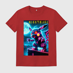 Футболка хлопковая мужская Pikachu - nightmare, цвет: красный