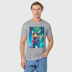 Футболка хлопковая мужская Cyber Pikachu - ai art fantasy, цвет: меланж — фото 2