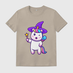 Футболка хлопковая мужская Фея единорожка, цвет: миндальный