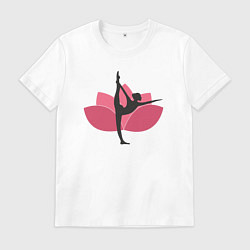 Футболка хлопковая мужская Лотос - йога, цвет: белый