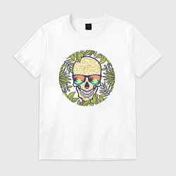 Футболка хлопковая мужская Skull and nature, цвет: белый