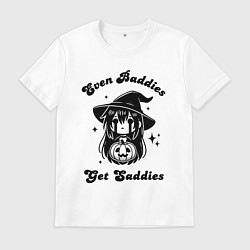 Футболка хлопковая мужская Милая ведьма - даже плохиши иногда плачут, цвет: белый