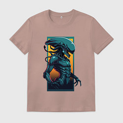 Футболка хлопковая мужская Пришелец Чужой, цвет: пыльно-розовый