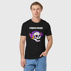 Футболка хлопковая мужская Linkin Park - неоновый череп, цвет: черный — фото 2