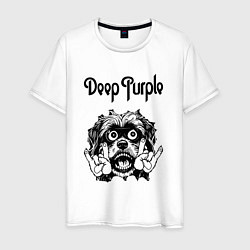 Футболка хлопковая мужская Deep Purple - rock dog, цвет: белый