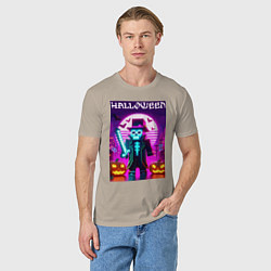 Футболка хлопковая мужская Скелет в шляпе с мечом - Майнкрафт, цвет: миндальный — фото 2