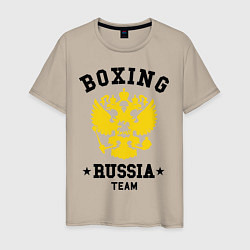 Футболка хлопковая мужская Boxing Russia Team, цвет: миндальный