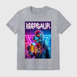 Футболка хлопковая мужская Cyber beersaur - neon glow, цвет: меланж
