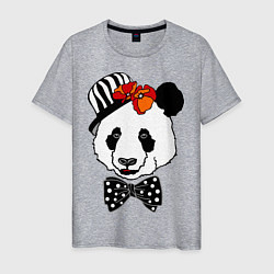 Футболка хлопковая мужская Панда с маками, цвет: меланж