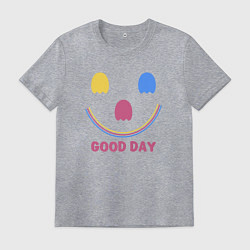 Футболка хлопковая мужская Хороший день- абстрактный принт, цвет: меланж