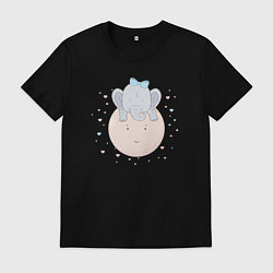 Футболка хлопковая мужская Elephant on the moon, цвет: черный