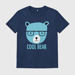 Футболка хлопковая мужская Крутой мишка, цвет: тёмно-синий