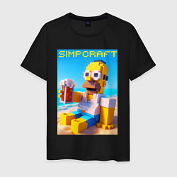 Футболка хлопковая мужская Minecraft and Simpsons collaboration - ai art, цвет: черный