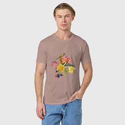 Футболка хлопковая мужская Осенний букет и птица удод, цвет: пыльно-розовый — фото 2
