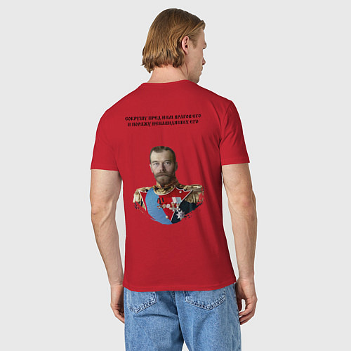 Мужская футболка Сокрушу пред ним врагов его НИКА черная / Красный – фото 4