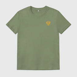 Футболка хлопковая мужская Сокрушу пред ним врагов его малый герб желтый, цвет: авокадо