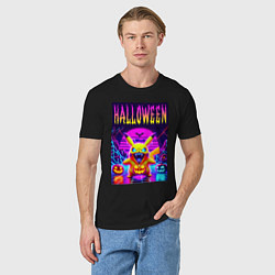 Футболка хлопковая мужская Pikachu - halloween vaporwave, цвет: черный — фото 2