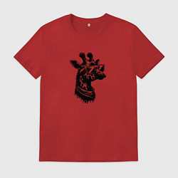 Футболка хлопковая мужская Хипстер жираф в очках, цвет: красный