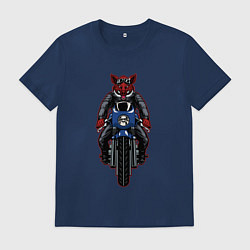 Футболка хлопковая мужская Кабан байкер, цвет: тёмно-синий